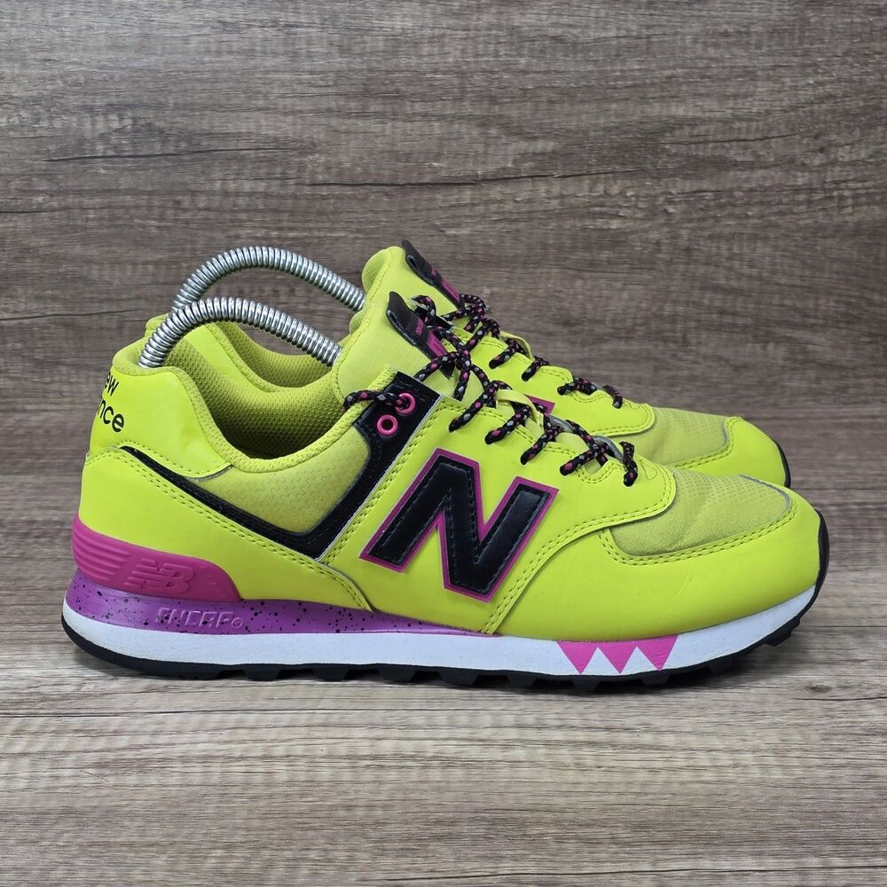 New Balance 574 Classic Women's Size 9 B Neon Yellow Pink Running Shoes WL574JOC
